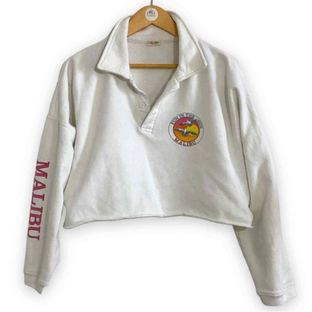 ‼️RARE‼️ Brandy Melville/John Galt Malibu Cropped Collared Sweatshirt